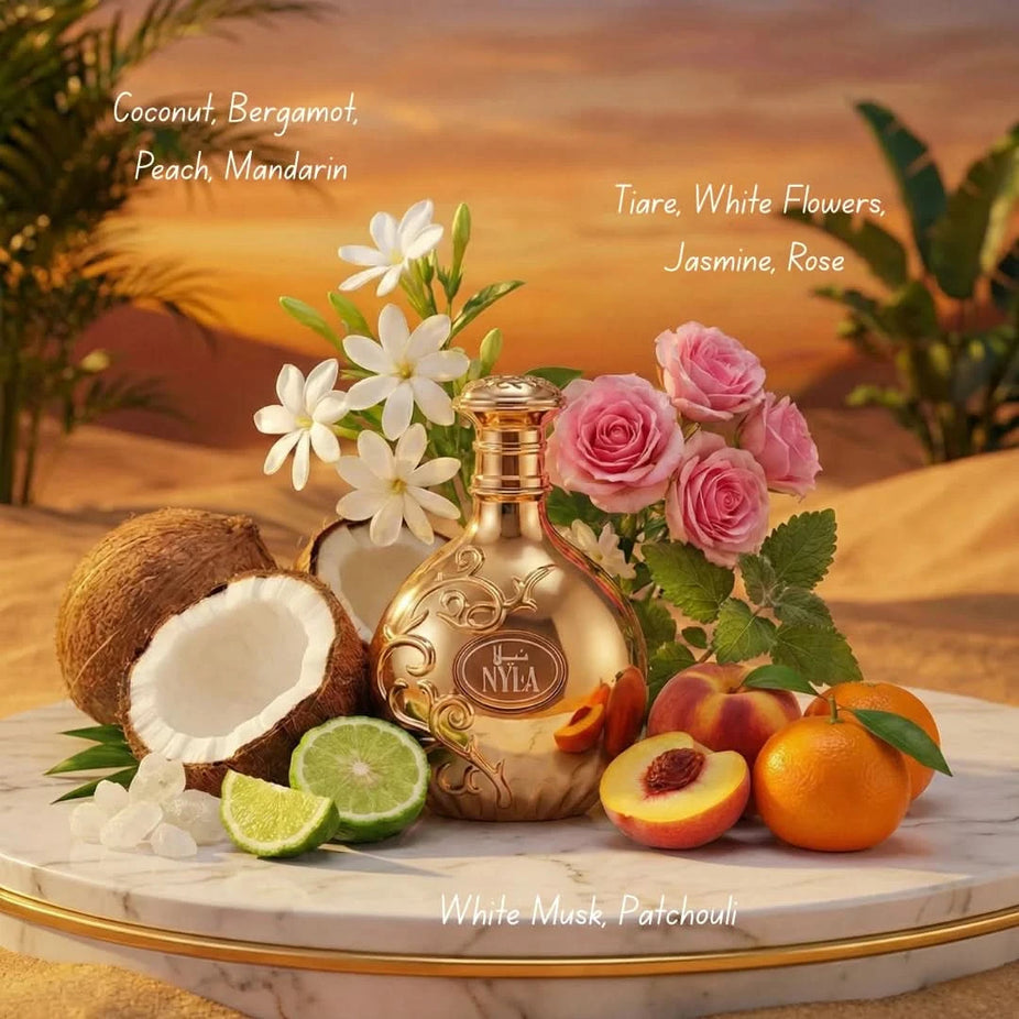 Arabiyat Prestige Nyla Eau de Parfum spray 80ml, elegant bottle showcasing the Arabiyat brand and luxurious fragrance.