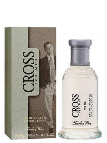 Shirley May Cross for Men EDT 100ml bottle with matching pouch, featuring a sleek design and masculine fragrance.