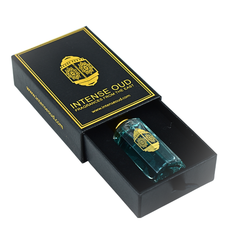 Crys Water Women Perfume Oil by Intense Oud in 12ml bottle with black gift box, featuring a sleek glass container and elegant packaging.