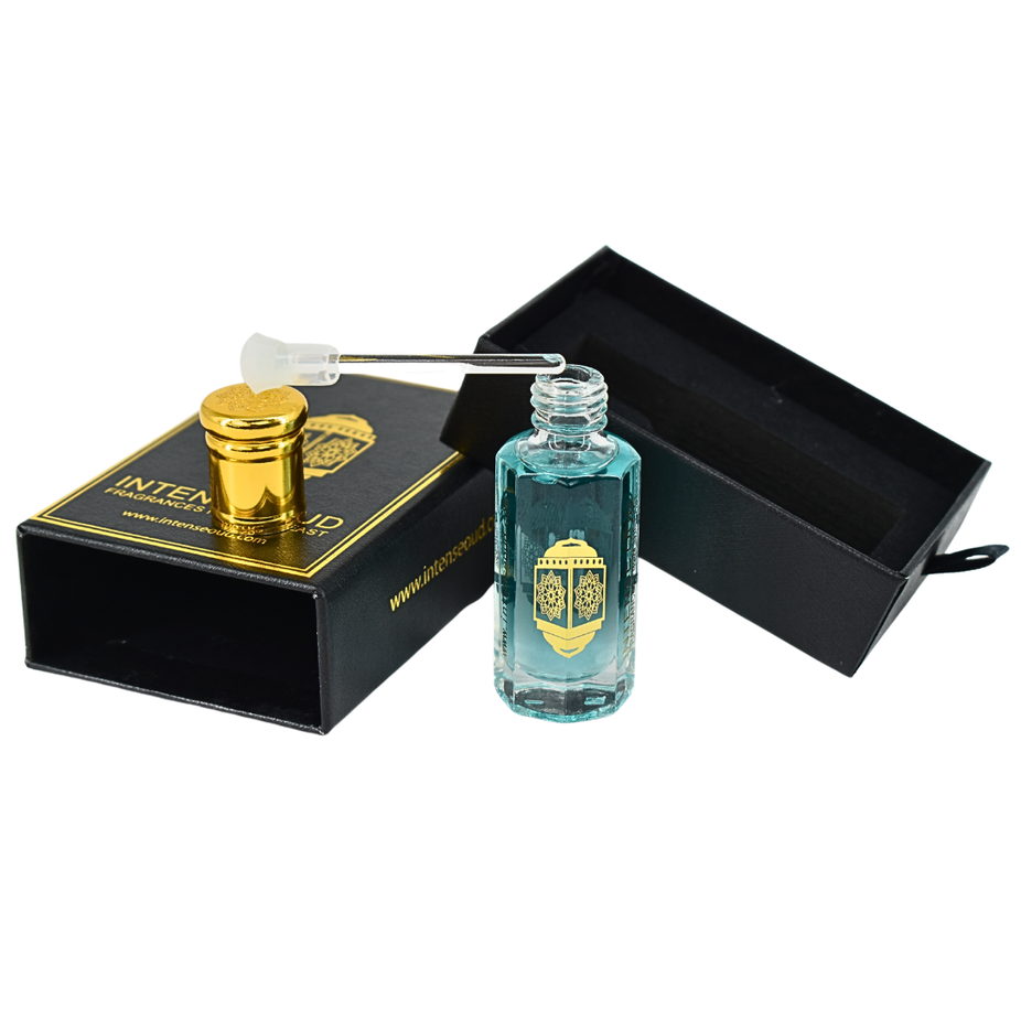 Crys Water Women Perfume Oil 12ml by Intense Oud displayed in a black gift box, featuring clear glass bottle with perfume oil.