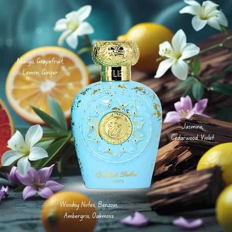 Bundle of Intense Oud Opulent Dubai and La Fede Aura Manga Eau de Parfum sprays, 100ml each, featuring luxurious fragrance bottles.
