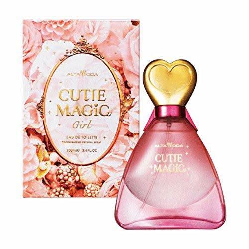 Alta Moda Cutie Magic Girl EDT 100ml bottle inside a luxurious velvet pouch, showcasing the elegant packaging.