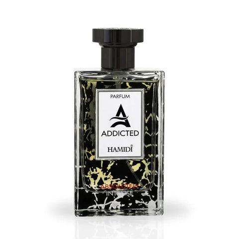 Addicted Absolutely Intense Eau de Parfum spray by Hamidi, 110ml bottle with elegant design and floral fragrance.