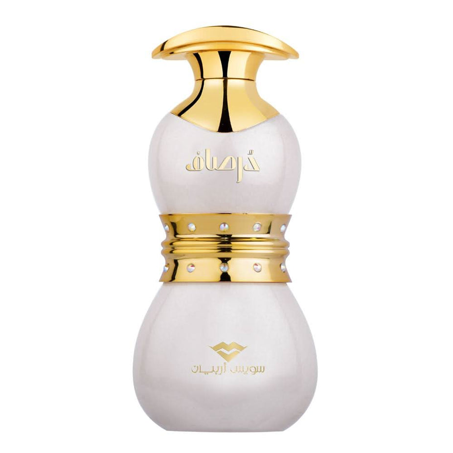 Swiss Arabian Dorsaf Eau De Parfum 75ml bottle with elegant glass design and floral-inspired fragrance packaging.