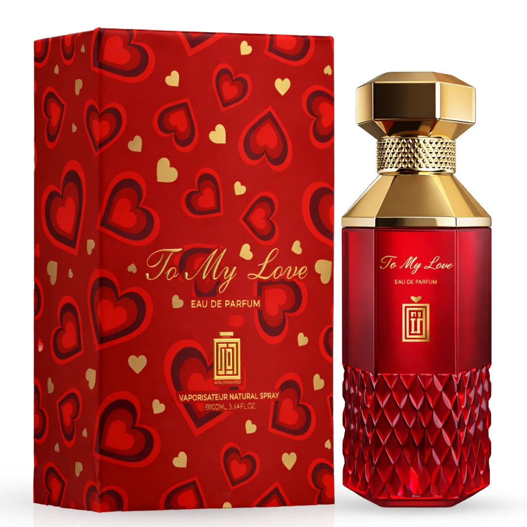 Aura Fragrances To Him With Love, To My Love, and To Her With Love Eau De Parfum bundle bottles, 100ml each.