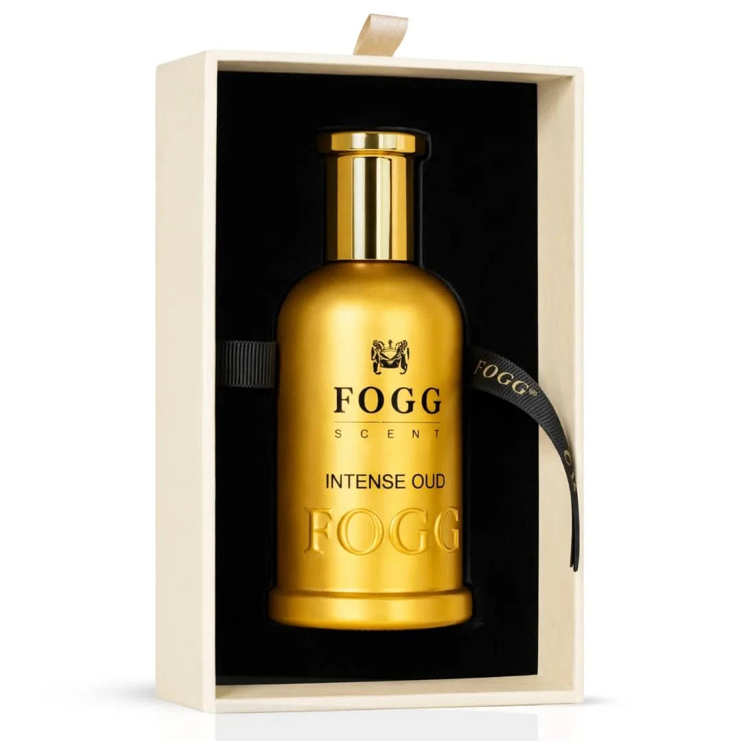 Fogg Intense Oud for Men Eau de Parfum spray 100ml with dark, elegant bottle and oud-inspired fragrance design
