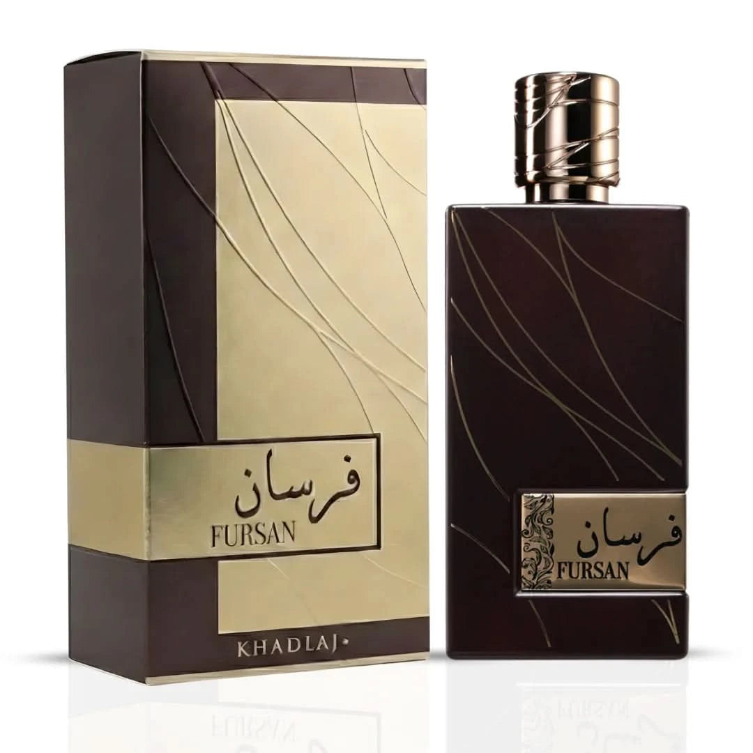 Khadlaj Fursan Brown Eau de Parfum 100ml and Musk Pure Musk Blend Eau de Parfum 60ml bundle bottles on a neutral background.