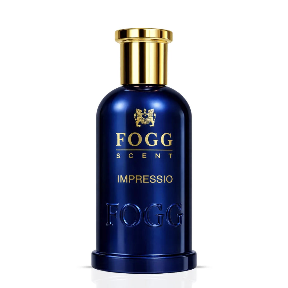 Fogg Impressio for Men Eau de Parfum spray 100ml bottle, featuring sleek design and modern packaging.