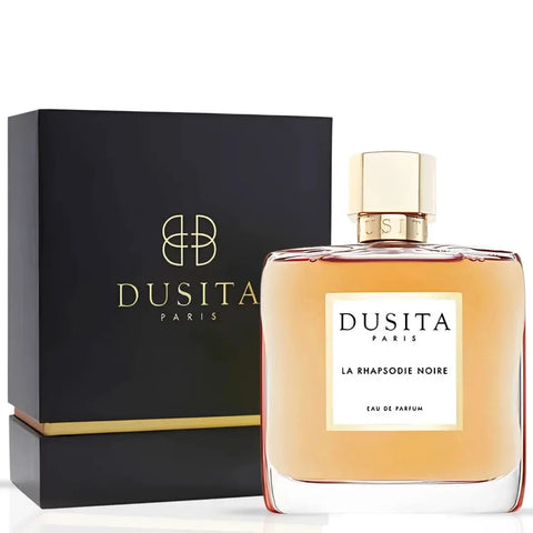Dusita Paris La Rhapsodie Noire Eau de Parfum 100ml bottle, elegant glass design with dark, mysterious liquid inside.