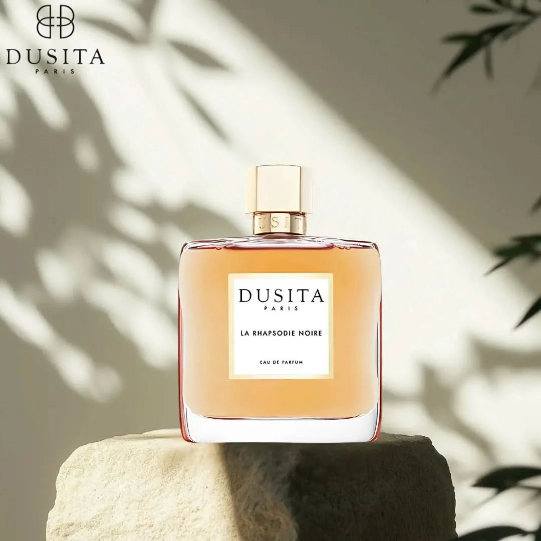 Dusita Paris La Rhapsodie Noire Eau de Parfum 100ml bottle, elegant glass container with black accents and fragrance details.
