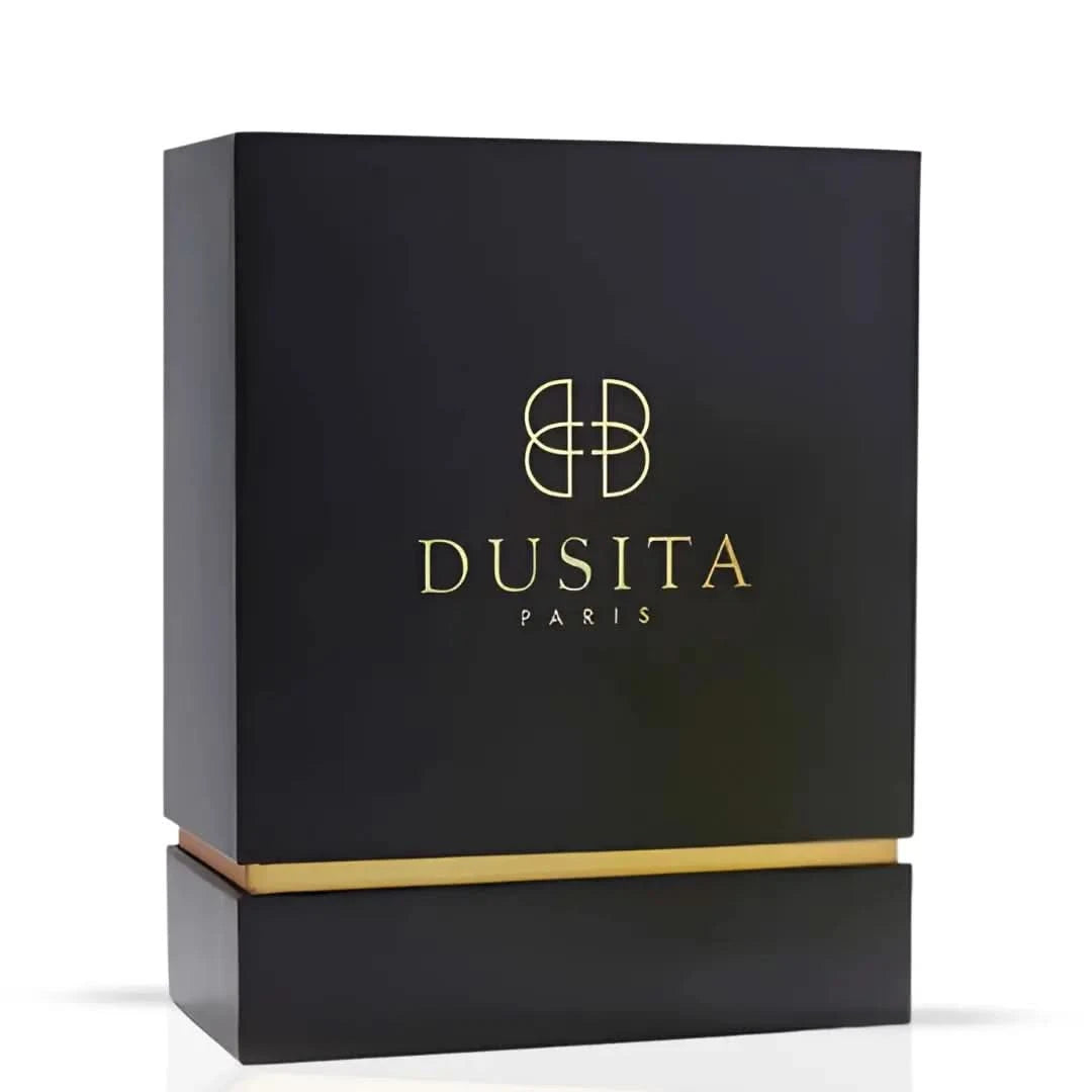 Dusita Paris La Rhapsodie Noire Eau de Parfum 100ml bottle with elegant black and gold design, showcasing the luxurious fragrance.