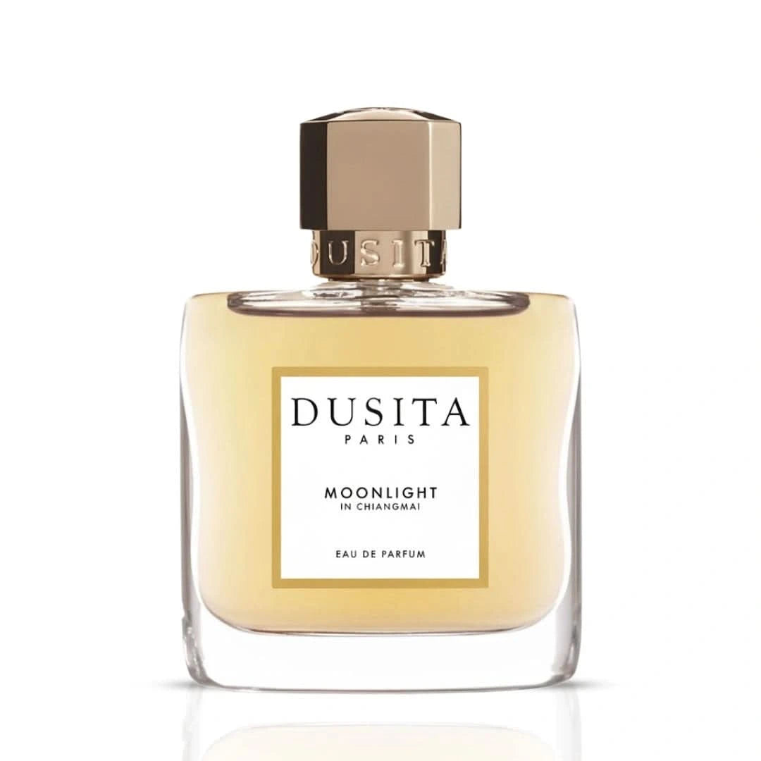 Dusita Paris Moonlight in Chiangmai 100ml Eau De Parfum bottle, elegant glass design with floral and citrus notes.