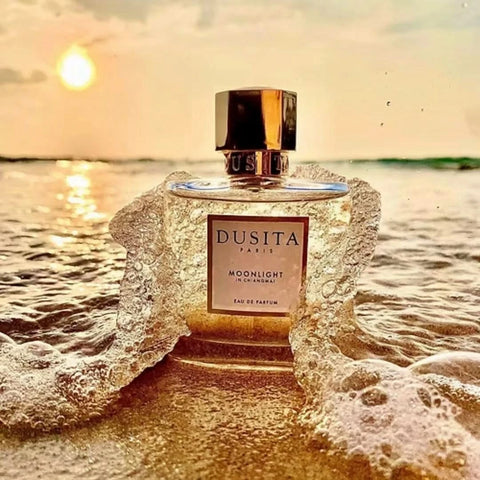 Dusita Paris Moonlight in Chiangmai 100ml Eau De Parfum bottle, elegant glass container with floral and citrus notes design