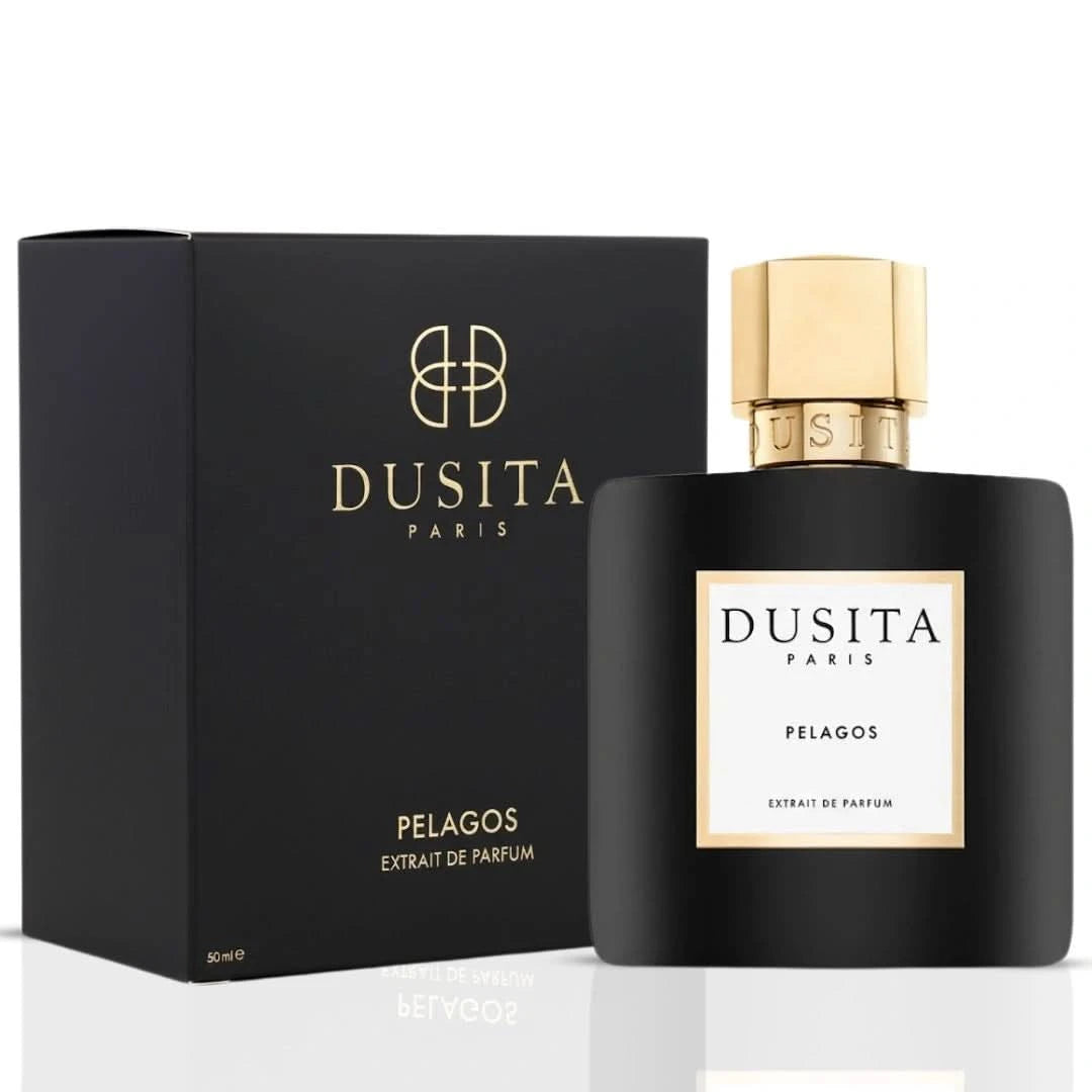 Dusita Paris Pelagos Extrait de Parfum spray bottle with cap, 50ml (1.7 oz), elegant glass perfume bottle for women and men.