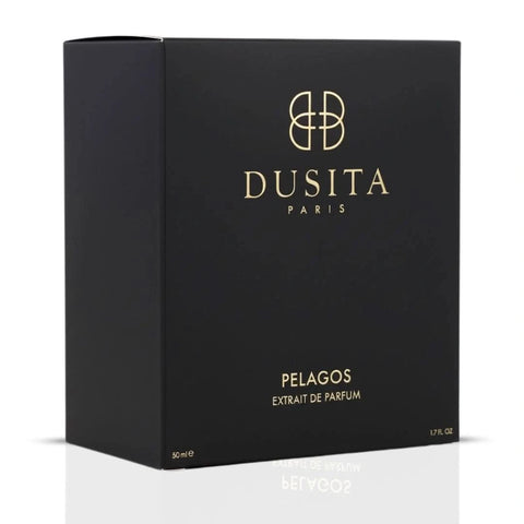 Dusita Paris Pelagos Extrait de Parfum spray 50ml bottle with label and cap, showcasing elegant packaging of the EDP perfume.