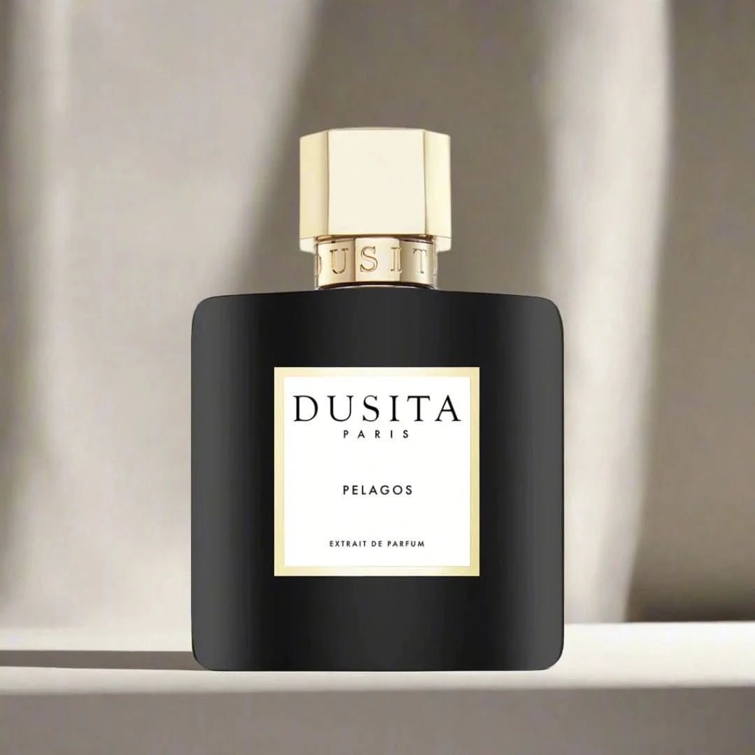 Dusita Paris Pelagos Extrait de Parfum Spray 50ml bottle with elegant packaging and floral, aquatic scent accents.