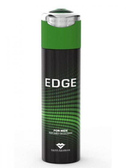 Swiss Arabian Edge for Men Deo 200ml gift set with deodorant bottles and accessories, showcasing the sleek packaging.