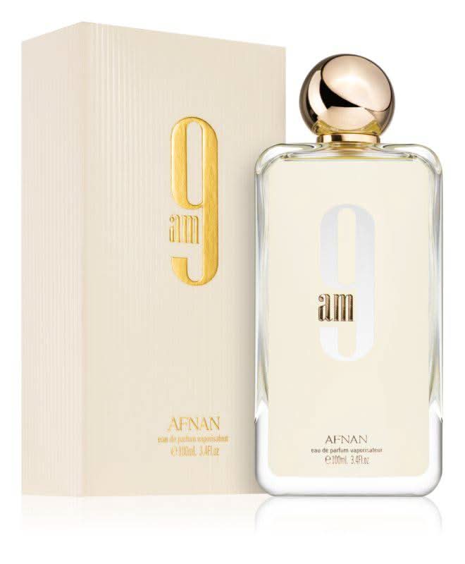 Afnan 9AM Eau de Parfum Spray 100ml bottle with elegant design, showcasing the fragrance for men and women.