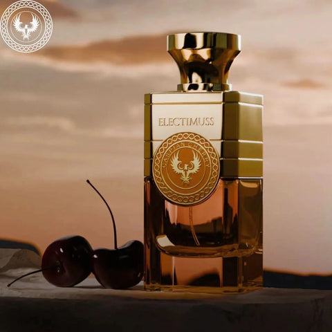 Electimuss London Caspian Cherry EDP parfum spray 100ml with elegant bottle and floral cherry design.