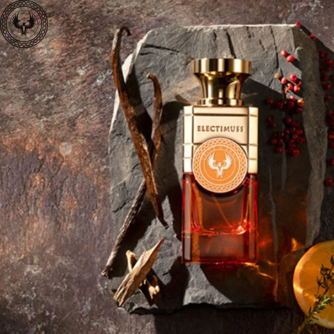 Electimuss London Spice D'Arno EDP perfume spray bottle with metallic cap, 100ml, showcasing elegant packaging.