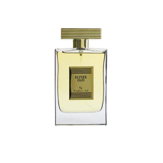 Elysee Oud Eau De Parfum by Arabian Oud, 100ml bottle, featuring elegant packaging with a dark perfume liquid inside.