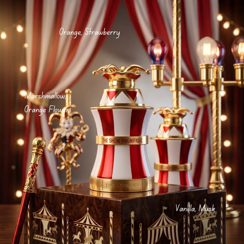 Paris Corner The Show Magnifique and Aira Eau De Parfum bundle, 100ml spray set, elegant fragrance duo with stylish packaging.