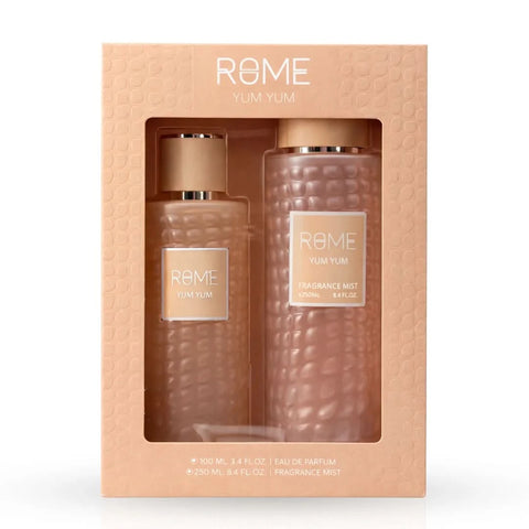 Rome Yum Yum Mast Perfume 2-piece fragrance gift set with elegant bottles and packaging, perfect for gifting or personal use.