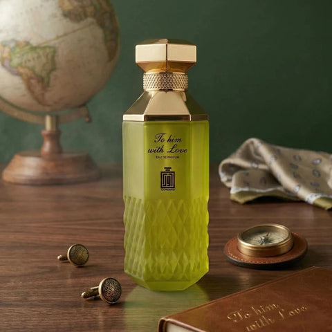 Aura Fragrances To Him With Love Eau De Parfum spray 100ml bottle, showcasing elegant packaging and design.
