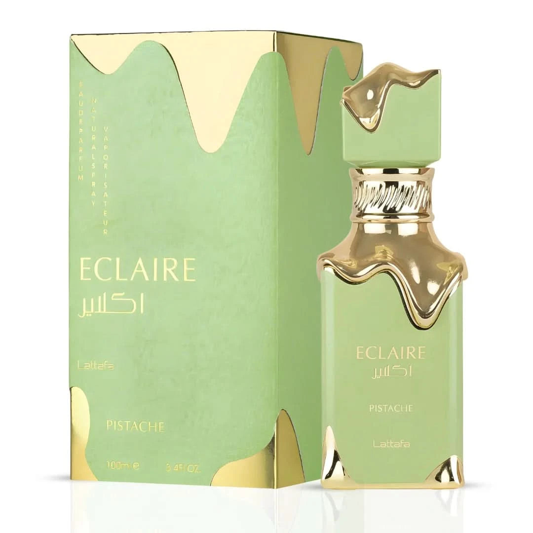 Bundle of Intense Oud Eclaire Pistache and Sensuos Night Khadlaj eau de parfum sprays, 100ml each, featuring luxurious fragrance bottles.