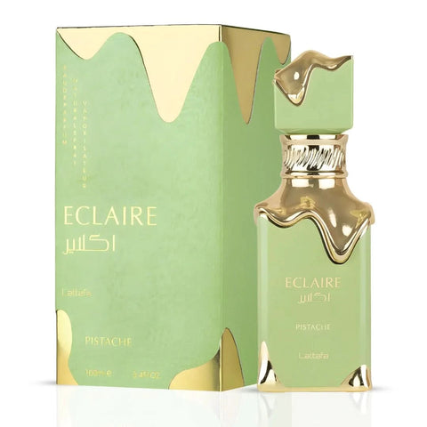 Bundle of Intense Oud Eclaire Pistache and Sensuos Night Khadlaj eau de parfum sprays, 100ml each, featuring luxurious fragrance bottles.