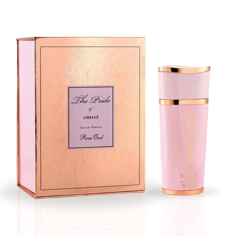 Armaf Pride of Armaf Rose Oud Femme Eau De Parfum spray bottle, 100ML, with elegant floral and oud fragrance design.