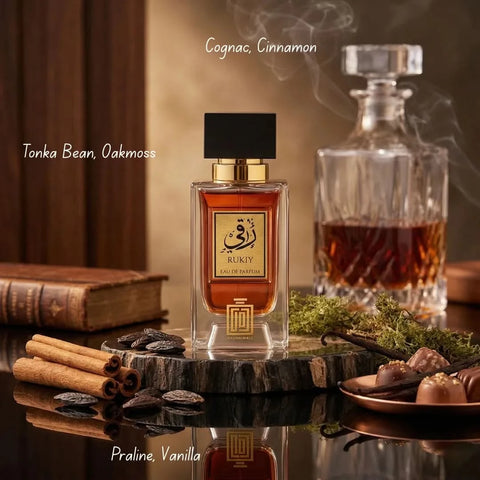 Aura Fragrances Rukiy Eau De Parfum Spray 100ml bottle with elegant packaging and spray nozzle.