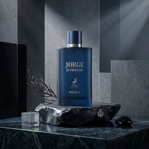 Jorge Di Profumo Deep Blue Eau de Parfum spray by Maison Alhambra, 100ml bottle with elegant packaging.