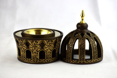 Calligraphy Style Closed Incense Bakhoor Burner - Golden - Intense oud