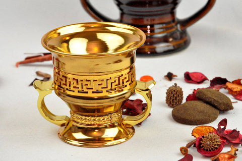 Arab Incense Bakhoor Burner Golden - 6 inch by Intense Oud - Intense oud