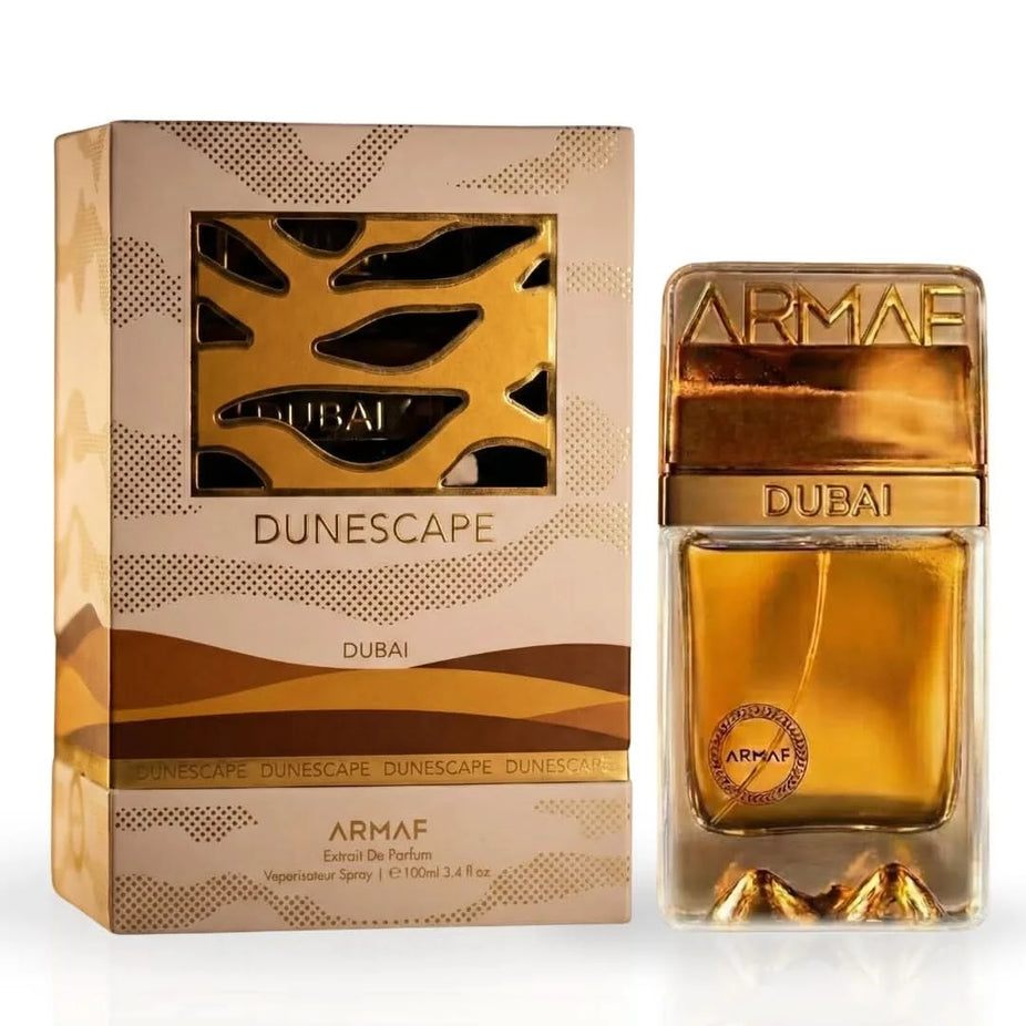 Armaf Dunescape Eau de Parfum spray 100ML bottle, elegant fragrance with floral and woody notes, shown in the image.