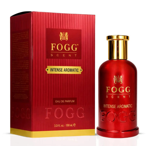 Fogg Intense Aromatic for Men Eau de Parfum spray, 100ml bottle, featuring a sleek design and masculine fragrance.