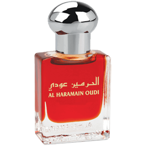 Al Haramain Oudi Perfume Oil 15ml, concentrated CPO bottle with elegant packaging and floral fragrance details.