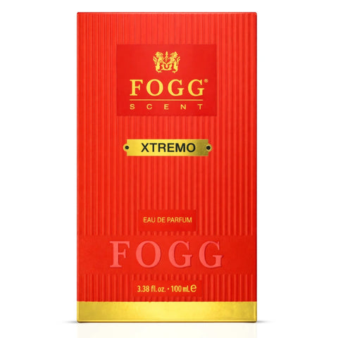Fogg Xtremo for Men Eau de Parfum spray 100ml bottle, sleek design with dark-colored cap, showcasing masculine fragrance branding