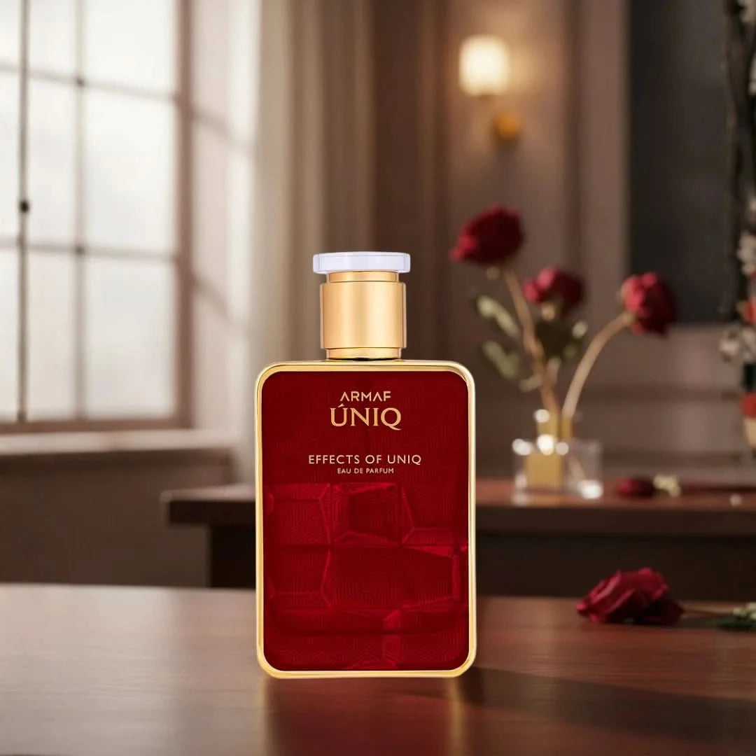 Armaf Uniq Eau De Parfum spray bottle, 100ml (3.4 oz), with elegant packaging and fragrance details visible in the image.