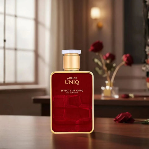Armaf Uniq Eau De Parfum spray bottle, 100ml (3.4 oz), with elegant packaging and fragrance details visible in the image.