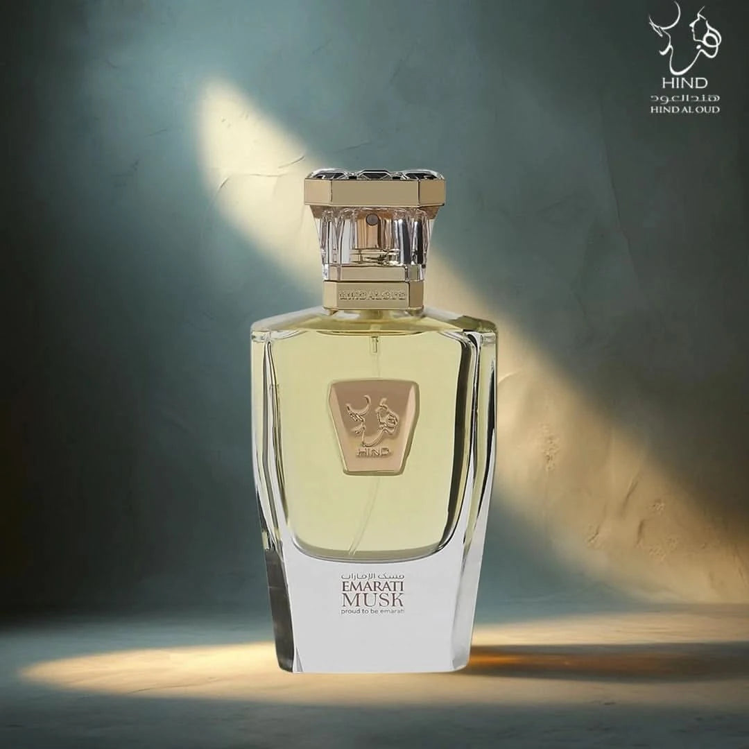 Hind Al Oud Emarati Musk Eau de Parfum spray 50ml, elegant bottle with luxurious scent for women and men.