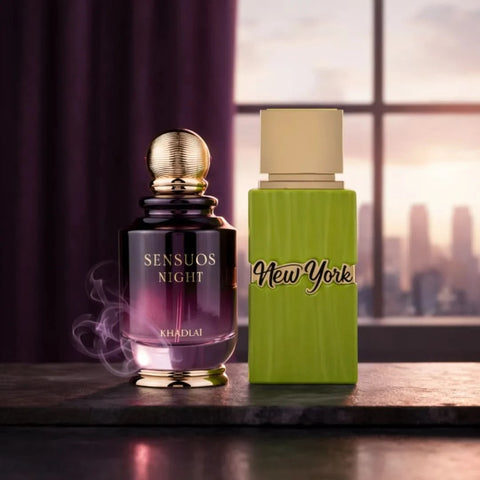Bundle of New York Life Eau de Parfum and Sensuos Night Eau de Parfum by Khadlaj in 100ml bottles, both by Intense Oud.