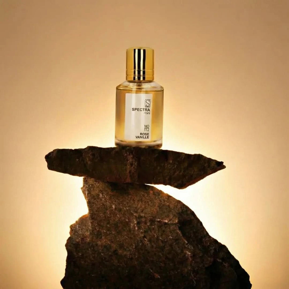 Spectra Mini Rose Vanille No. 112 Eau De Parfum spray 25ml, featuring floral and vanilla notes in a sleek bottle
