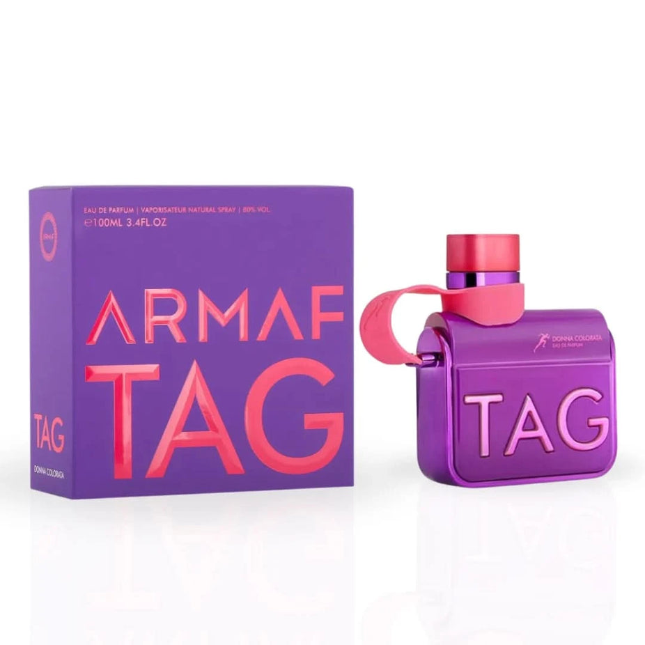 Armaf Tag Donna Colorata Eau de Parfum spray 100ML, elegant bottle with floral and citrus scent highlights.