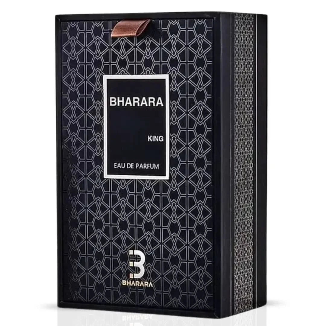 Bharara King Eau de Parfum spray bottle, 200ml, with elegant design and branding, showcasing the BHARARA fragrance packaging.