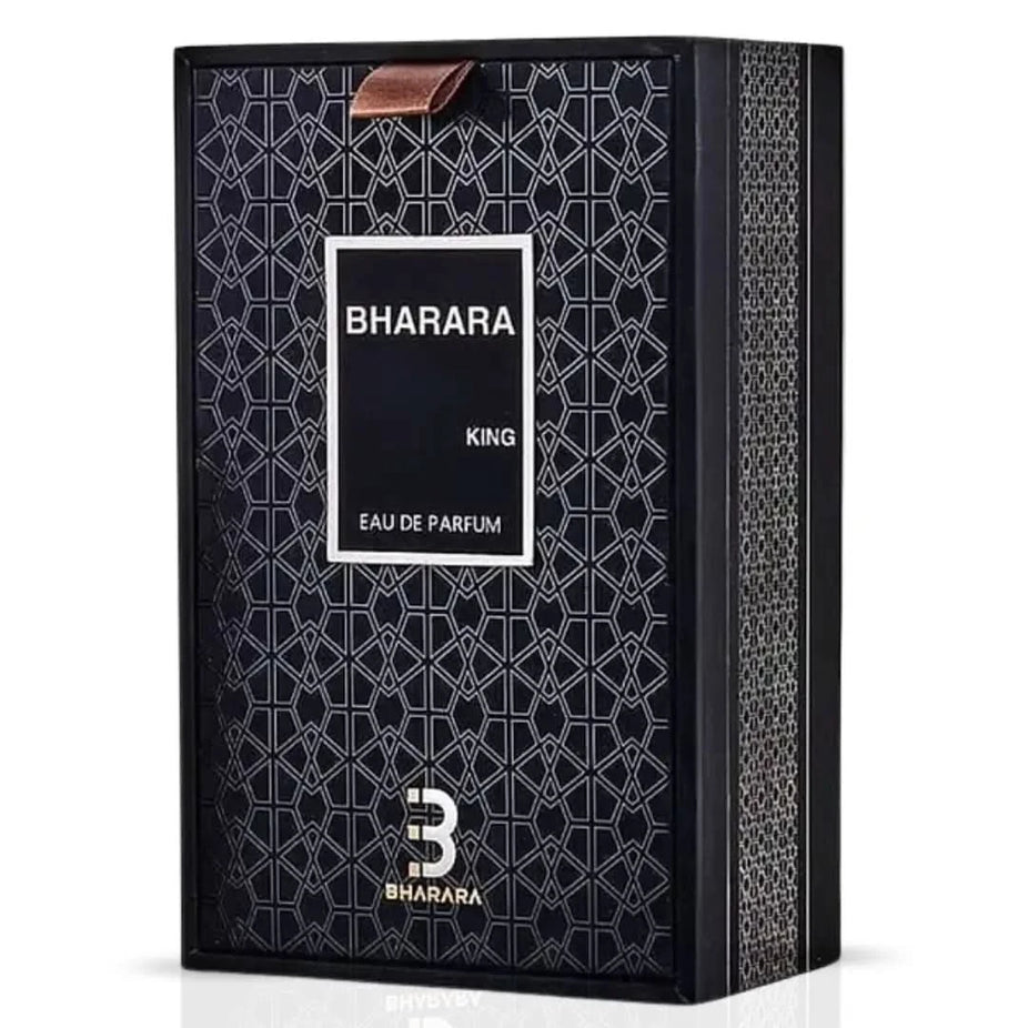 Bharara King Eau de Parfum spray 200ml bottle, elegant design with gold accents, showcasing the BHARARA brand.