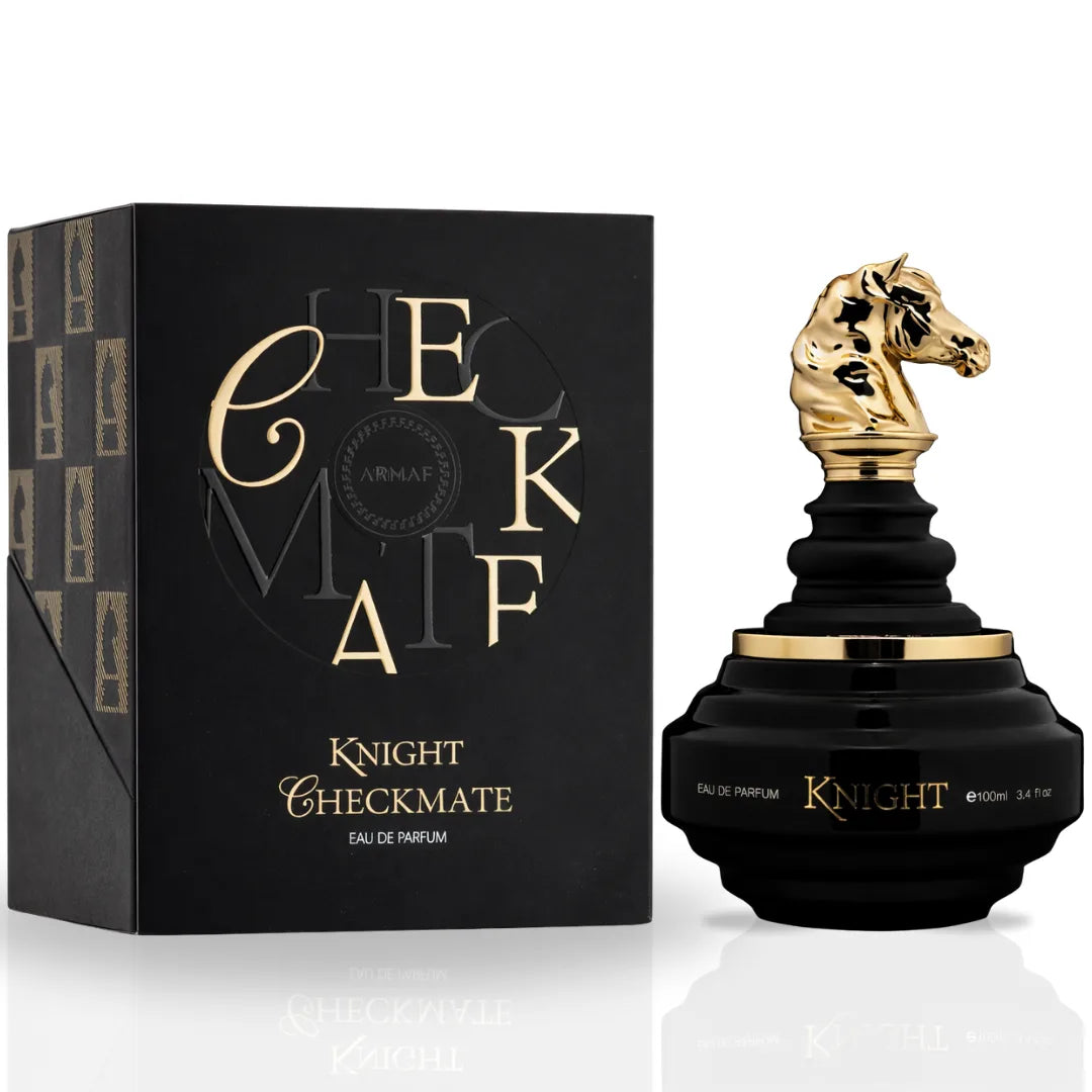 Armaf Checkmate Black Knight & Queen Eau De Parfum bundle, 100ml spray bottles, featuring sleek black-themed perfume packaging.