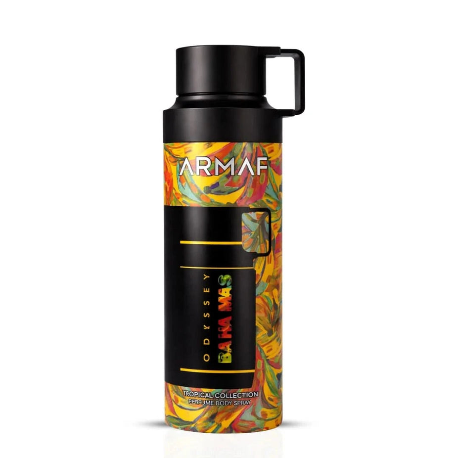 Odyssey Ba Ha Mas deodorant spray by Armaf, 200ml, in a sleek bottle, designed for fresh, long-lasting fragrance.