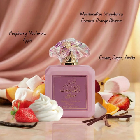 Ard Al Zaafaran Pink Blush Shams Al Emarat perfume bundle with 100ml spray and 10ml roll-on perfume oil.